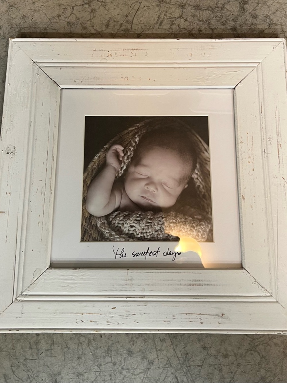 White Distressed Wood Square Picture Frame - The Sweetest Days